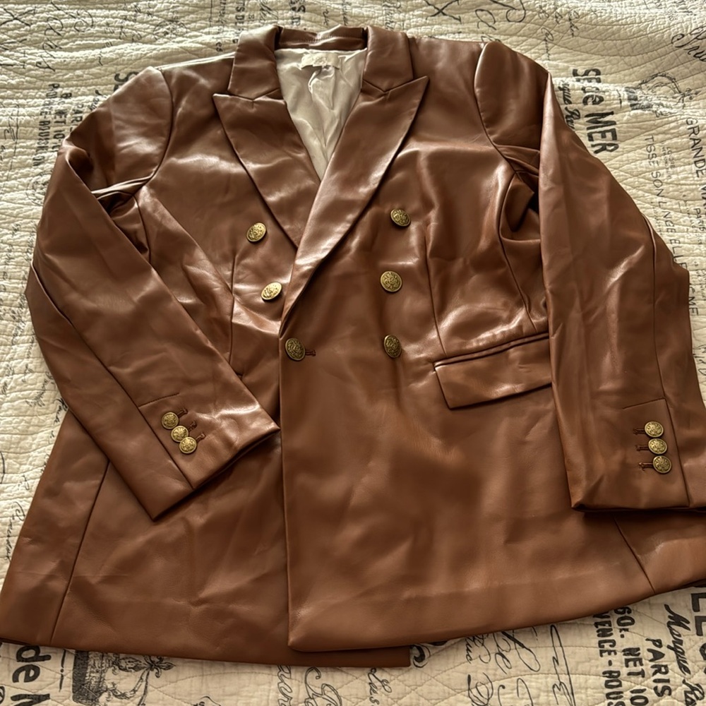 Loft faux leather double breasted jacket